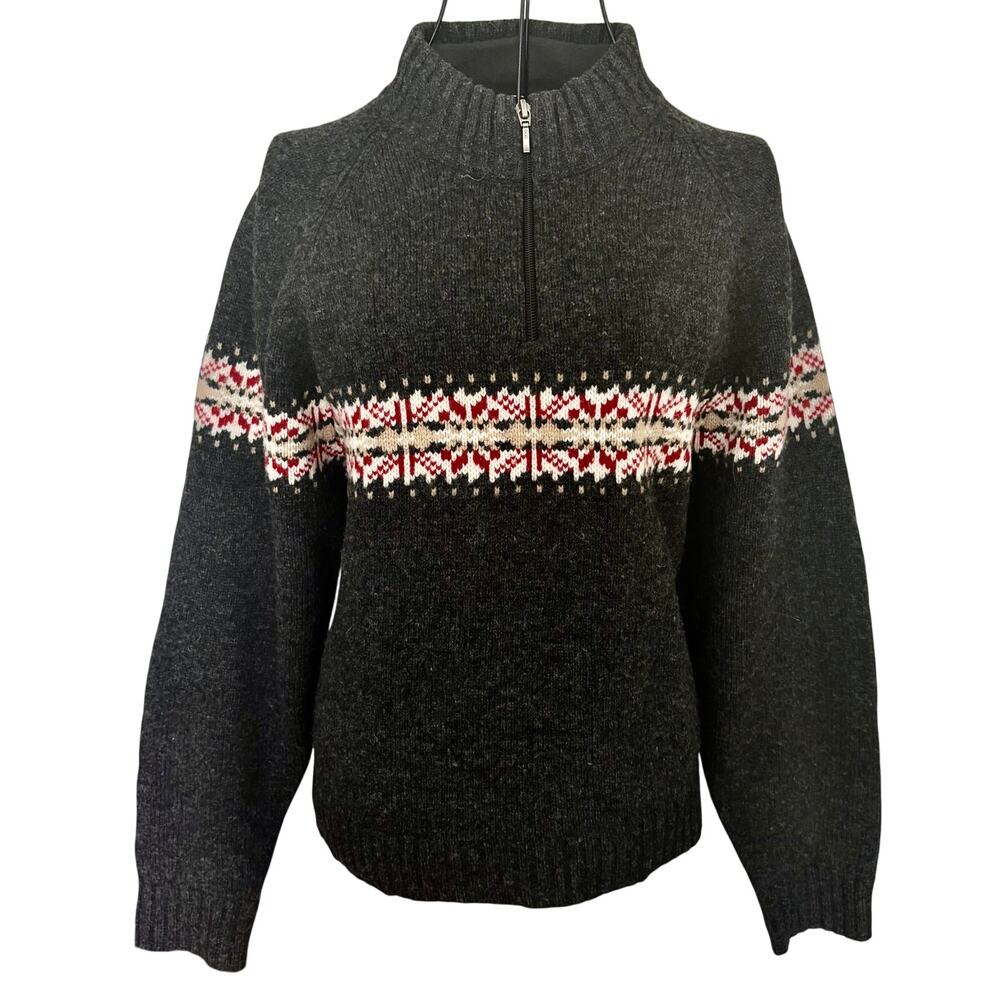 Vintage Y2K Woolrich 100% Lambswool Nordic Fair Isle 1/4 Zip Sweater Pullover